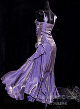 Vintage Mermaid Spaghetti Straps Long Lilac Semi Formal Prom Dresses Birthday Outfits